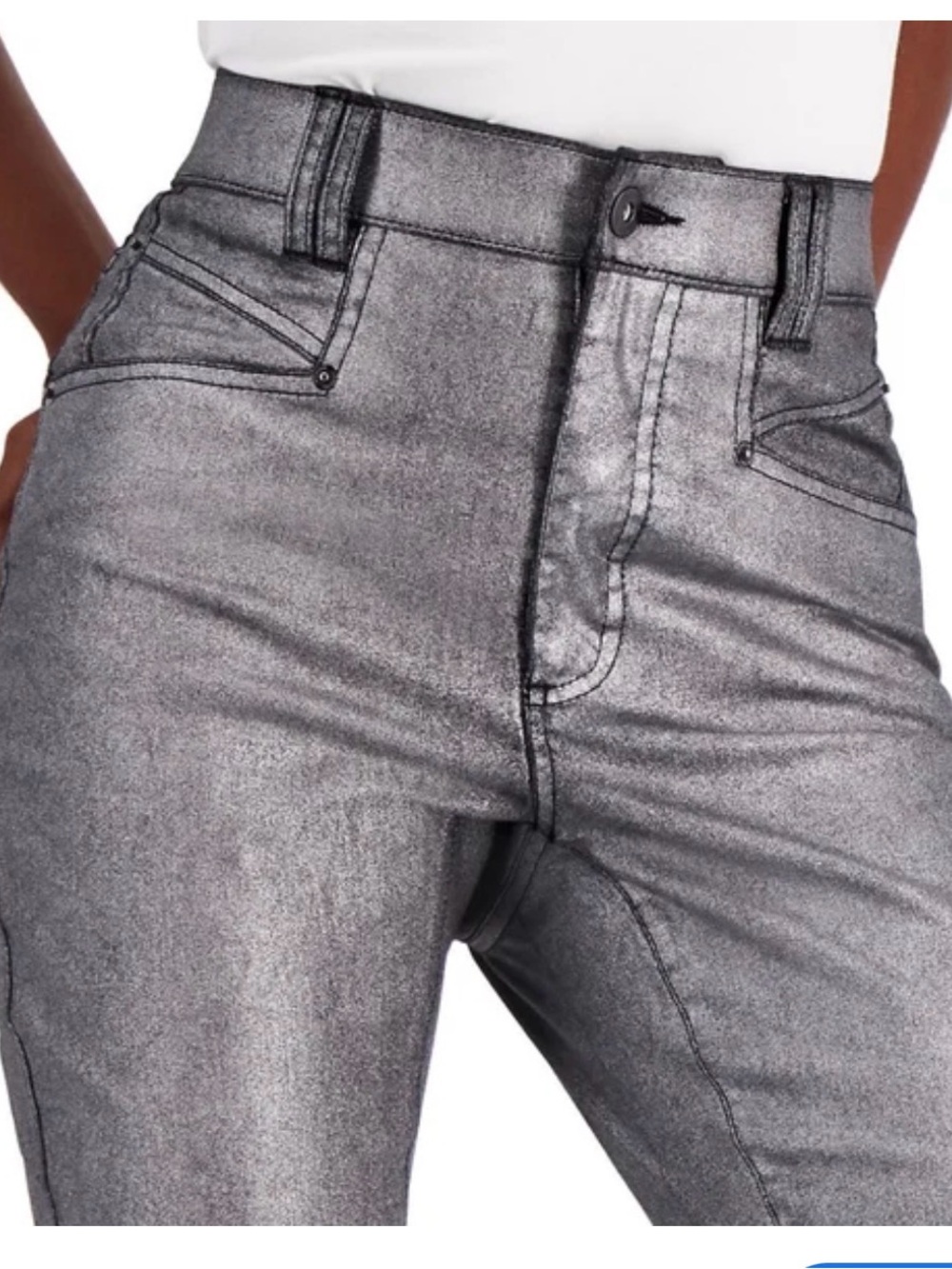 INC International Concepts Metallic Silver High-Rise Jeans